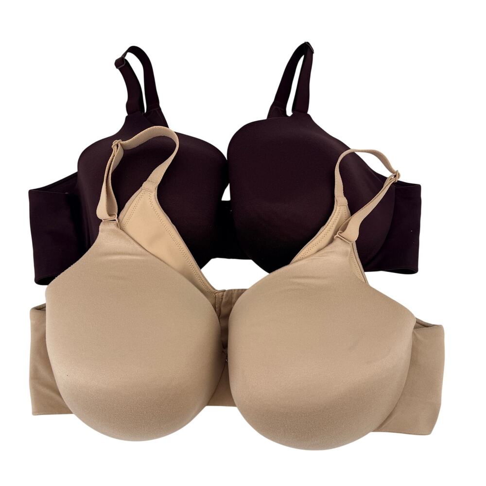 Cacique 44D Bras Lot 2 Back Smoother Lightly Lined Full Coverage Brown Beige